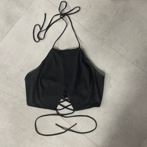 Suede navy blue crop top